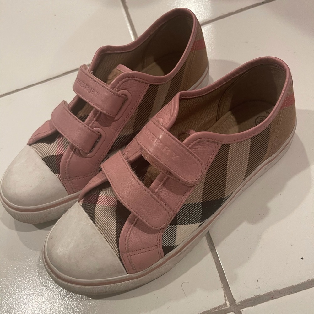 Worn Pink Burberry Sneakers.